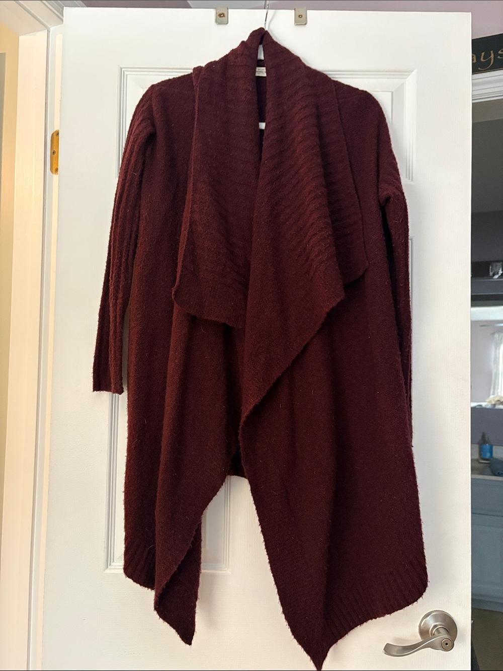 Abercrombie & Fitch Draped Open-Front Cardigan - Burgundy